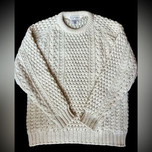 Peak of Donegal Wool Fisherman’s Sweater Hand Knit GUC VINTAGE Men’s 44 Large